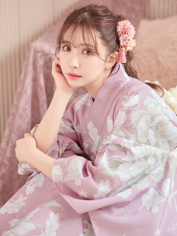 画像13: 【即日発送】【浴衣セール】【浴衣】大胆な牡丹が咲き誇るピンク地浴衣【浴衣３点セット 浴衣/帯/下駄】[YMT] (13)