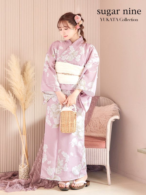 画像2: 【即日発送】【浴衣セール】【浴衣】大胆な牡丹が咲き誇るピンク地浴衣【浴衣３点セット 浴衣/帯/下駄】[YMT] (2)