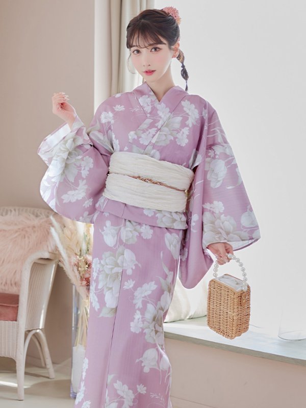 画像2: 【即日発送】【浴衣セール】【浴衣】大胆な牡丹が咲き誇るピンク地浴衣【浴衣３点セット 浴衣/帯/下駄】[YMT] (2)