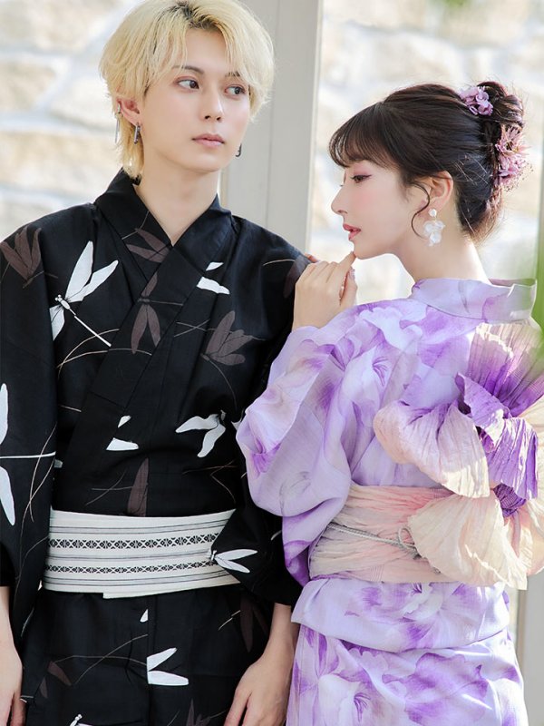 画像18: 【即日発送！】【浴衣】ストライプ地 /グラデーション木蓮浴衣【浴衣３点セット 浴衣/帯/下駄】[YMT] (18)