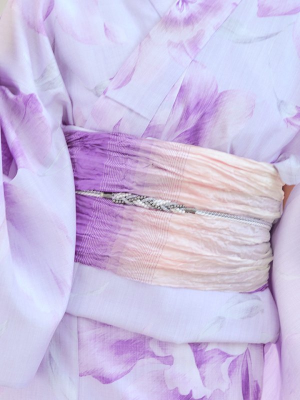 画像5: 【即日発送！】【浴衣】ストライプ地 /グラデーション木蓮浴衣【浴衣３点セット 浴衣/帯/下駄】[YMT] (5)