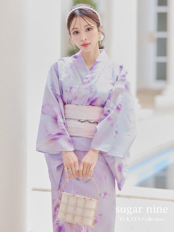 画像3: 【即日発送！】【浴衣】ストライプ地 /グラデーション木蓮浴衣 【浴衣３点セット 浴衣/帯/下駄】[YMT] (3)