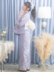 画像4: 【浴衣セール】 ライラックの可憐な花浴衣 【浴衣３点セット 浴衣/帯/下駄】  OBI-siwa-200-kj-13-OW / HIMO-900-yn-4-GYxGY /  HEKO-800-sb-5-W / GETA-02-ok-3-LBL [YMT] (4)