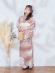 画像4: 大人スウィート/くすみピンク椿浴衣  OBI-siwa-200-kj-13-OW / HIMO-900-yn-8-PK / YA-954-kj-P/ HEKO-800-sb-5-W / GETA-02-ok-5-P [YMT] (4)