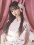 画像10: 大人スウィート/くすみピンク椿浴衣   OBI-siwa-200-kj-13-OW / HIMO-900-yn-8-P / HEKO-800-sb-5-W / GETA-02-ok-5-P [YMT] (10)