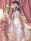 画像5: 大人スウィート/くすみピンク椿浴衣   OBI-siwa-200-kj-13-OW / HIMO-900-yn-8-P / HEKO-800-sb-5-W / GETA-02-ok-5-P [YMT] (5)