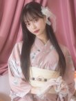 画像9: 大人スウィート/くすみピンク椿浴衣   OBI-siwa-200-kj-13-OW / HIMO-900-yn-8-P / HEKO-800-sb-5-W / GETA-02-ok-5-P [YMT] (9)