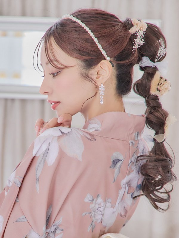 画像6: 【即日発送】大人スウィート/くすみピンク椿浴衣 【浴衣３点セット 浴衣/帯/下駄】[YMT] (6)