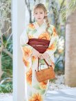画像10: 【即日発送】【浴衣】アイボリー×ひまわりストライプ柄浴衣 向日葵   OBI-siwa-200-kj-10-TRC / HIMO-900-yn-7-MOC / YA-68-kn-W / HEKO-800-sb-5-W / GETA-02-ok-2-IV [YMT] (10)