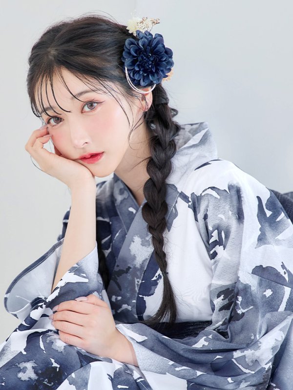 画像15: 【即日発送】Riuコラボ 水彩グラデーション椿浴衣【浴衣３点セット 浴衣/帯/下駄】[YMT] (15)