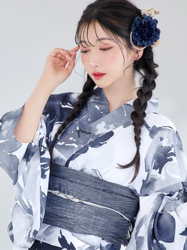 画像5: 【即日発送】Riuコラボ 水彩グラデーション椿浴衣【浴衣３点セット 浴衣/帯/下駄】[YMT] (5)