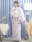 画像5: 【即日発送】可憐なパープルxホワイト牡丹浴衣 OBI-siwa-202-ok-6-W / HIMO-900-yn-8-P / HEKO-800-sb-4-P / GETA-02-ok-2-IV [YMT] (5)