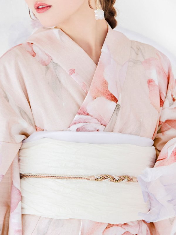 画像16: 【即日発送】くすみピンクスウィート牡丹浴衣【浴衣３点セット 浴衣/帯/下駄】[/YMT] (16)