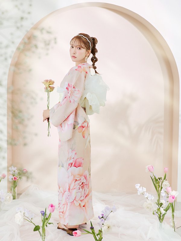 画像11: 【即日発送！】くすみピンクスウィート牡丹浴衣【浴衣３点セット 浴衣/帯/下駄】[YMT] (11)