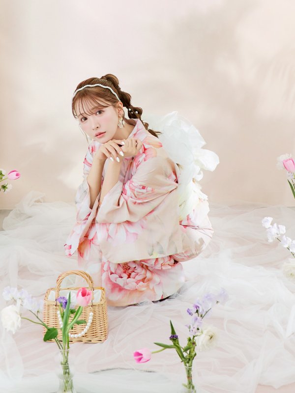 画像15: 【即日発送！】くすみピンクスウィート牡丹浴衣【浴衣３点セット 浴衣/帯/下駄】[YMT] (15)