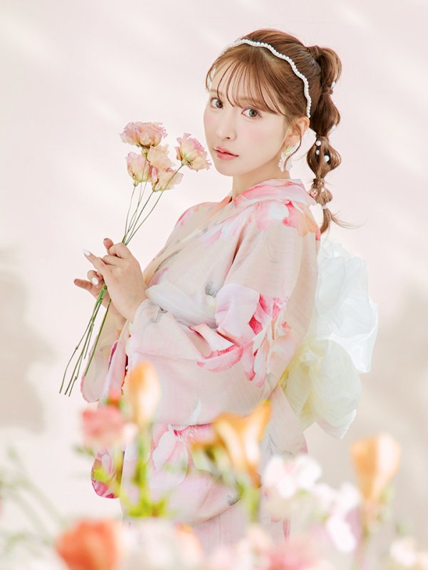 画像16: 【即日発送！】くすみピンクスウィート牡丹浴衣【浴衣３点セット 浴衣/帯/下駄】[YMT] (16)