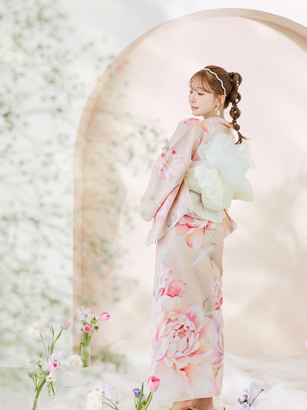 画像17: 【即日発送！】くすみピンクスウィート牡丹浴衣【浴衣３点セット 浴衣/帯/下駄】[YMT] (17)