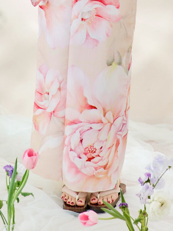 画像21: 【即日発送！】くすみピンクスウィート牡丹浴衣【浴衣３点セット 浴衣/帯/下駄】[YMT] (21)