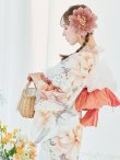 画像15: 【即日発送】アプリコットピンク牡丹浴衣 OBI-g-500-kj-4-OR / HIMO-902-kj-3-TRC / HEKO-800-sb-5-WH / YA-577-kj-P / GETA-01-kj-3-IV /  [YMT] (15)