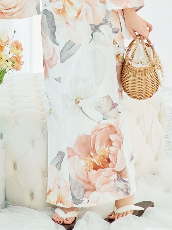 画像20: 【即日発送】アプリコットピンク牡丹浴衣【浴衣３点セット 浴衣/帯/下駄】[YMT] (20)