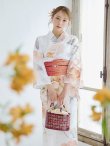 画像2: 【即日発送】アプリコットピンク牡丹浴衣 OBI-g-500-kj-4-OR / HIMO-902-kj-3-TRC / HEKO-800-sb-5-WH / YA-68-kn-P / GETA-01-kj-3-IV/ [YMT] (2)