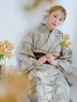 画像1: 【浴衣セール】【即日発送】ヘルシーリーフ柄ベージュ浴衣 OBI-hira-100-ok-2-BRxBE / HIMO-900-yn-7-MOC / HEKO-800-sb-3-BR / YA-1081-kj-P / YA-1081-kj-BR / GETA-01-kj-5-MOC/ [YMT] (1)