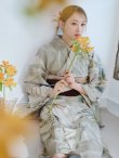 画像13: 【浴衣セール】【即日発送】ヘルシーリーフ柄ベージュ浴衣 OBI-hira-100-ok-2-BRxBE / HIMO-900-yn-7-MOC / HEKO-800-sb-3-BR / YA-1081-kj-P / YA-1081-kj-BR / GETA-01-kj-5-MOC/ [YMT] (13)