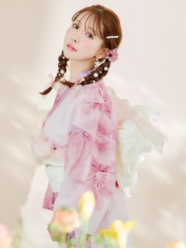 画像2: 【即日発送！】sweetチェリーブロッサム浴衣【浴衣３点セット 浴衣/帯/下駄】[YMT] (2)