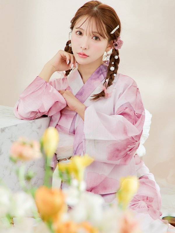 画像3: 【即日発送！】sweetチェリーブロッサム浴衣【浴衣３点セット 浴衣/帯/下駄】[YMT] (3)