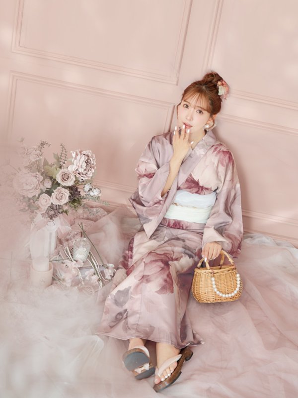 画像10: 【即日発送】アンティークフラワーピンク浴衣【浴衣３点セット 浴衣/帯/下駄】[YMT] (10)
