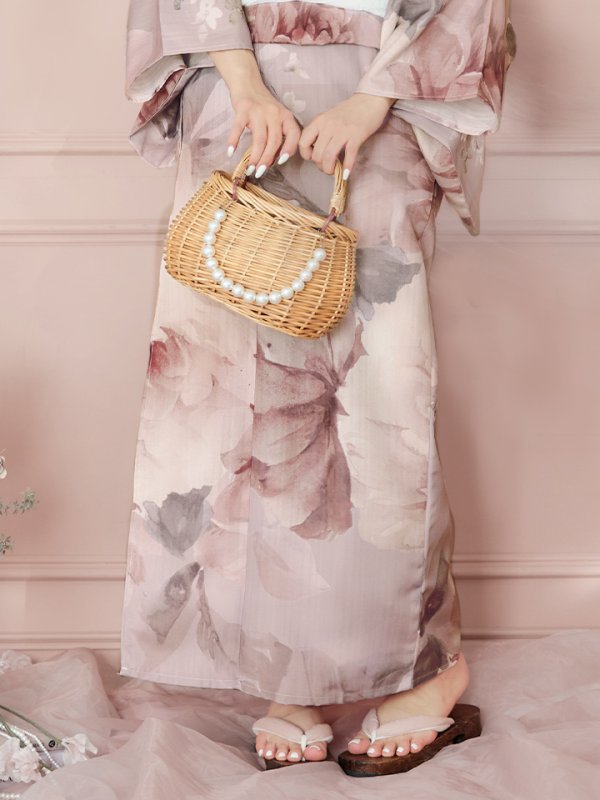 画像16: 【即日発送】アンティークフラワーピンク浴衣【浴衣３点セット 浴衣/帯/下駄】[YMT] (16)