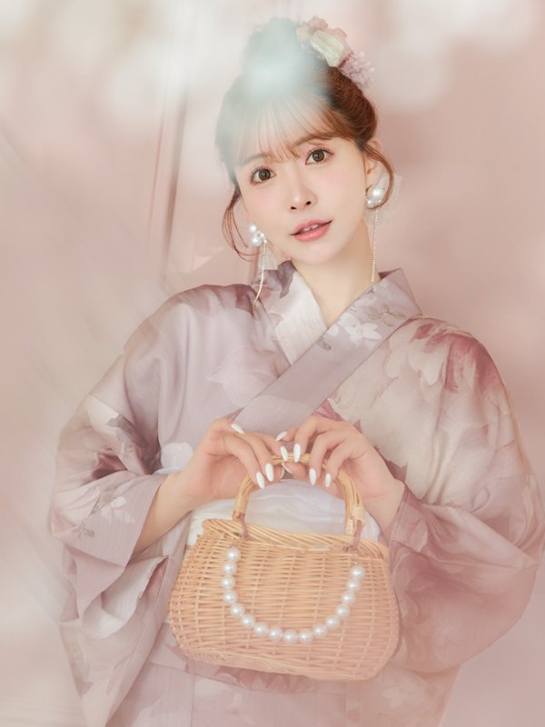 画像8: 【即日発送】アンティークフラワーピンク浴衣【浴衣３点セット 浴衣/帯/下駄】[YMT] (8)