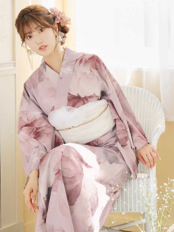 画像16: 【即日発送】アンティークフラワーピンク浴衣【浴衣３点セット 浴衣/帯/下駄】[YMT] (16)