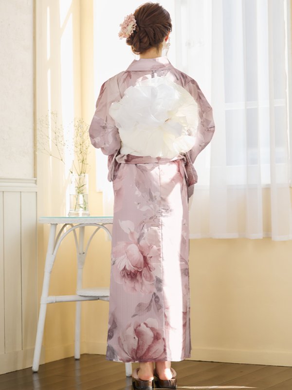 画像18: 【即日発送】アンティークフラワーピンク浴衣【浴衣３点セット 浴衣/帯/下駄】[YMT] (18)