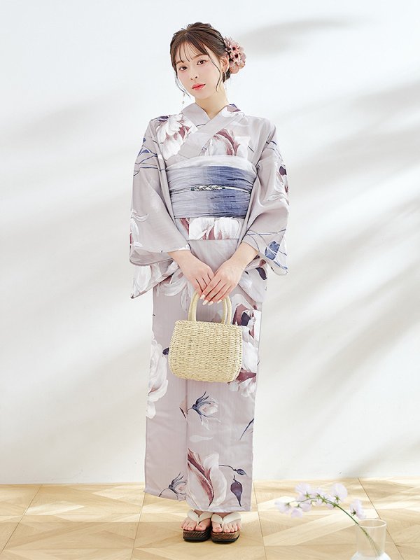 画像11: 【浴衣セール！】ロマンティックピオニー浴衣【浴衣３点セット 浴衣/帯/下駄】OBI-g-500-kj-8-GY / HIMO-900-yn-4-GYxGY / HEKO-800-sb-5-WH / GETA-01-kj-3-IV/ [YMT] (11)