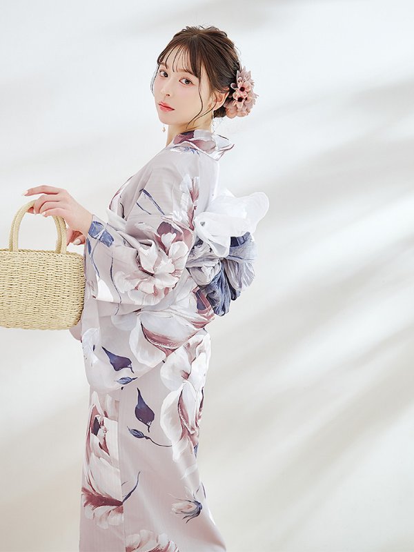 画像12: 【浴衣セール！】ロマンティックピオニー浴衣【浴衣３点セット 浴衣/帯/下駄】OBI-g-500-kj-8-GY / HIMO-900-yn-4-GYxGY / HEKO-800-sb-5-WH / GETA-01-kj-3-IV/ [YMT] (12)