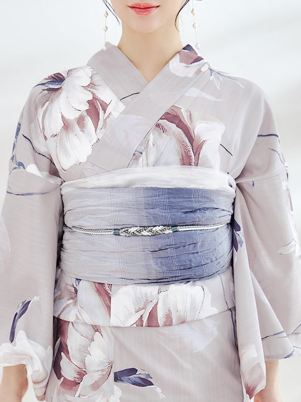 画像15: 【浴衣セール！】ロマンティックピオニー浴衣【浴衣３点セット 浴衣/帯/下駄】OBI-g-500-kj-8-GY / HIMO-900-yn-4-GYxGY / HEKO-800-sb-5-WH / GETA-01-kj-3-IV/ [YMT] (15)