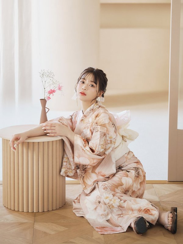 画像11: 【即日発送！】くすみピンクスウィート浴衣【浴衣３点セット 浴衣/帯/下駄】[YMT] (11)