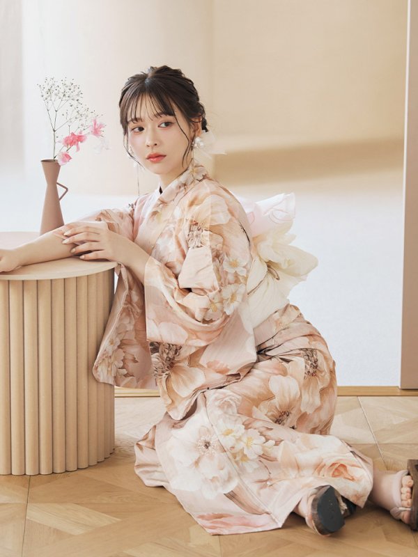 画像15: 【即日発送！】くすみピンクスウィート浴衣【浴衣３点セット 浴衣/帯/下駄】[YMT] (15)