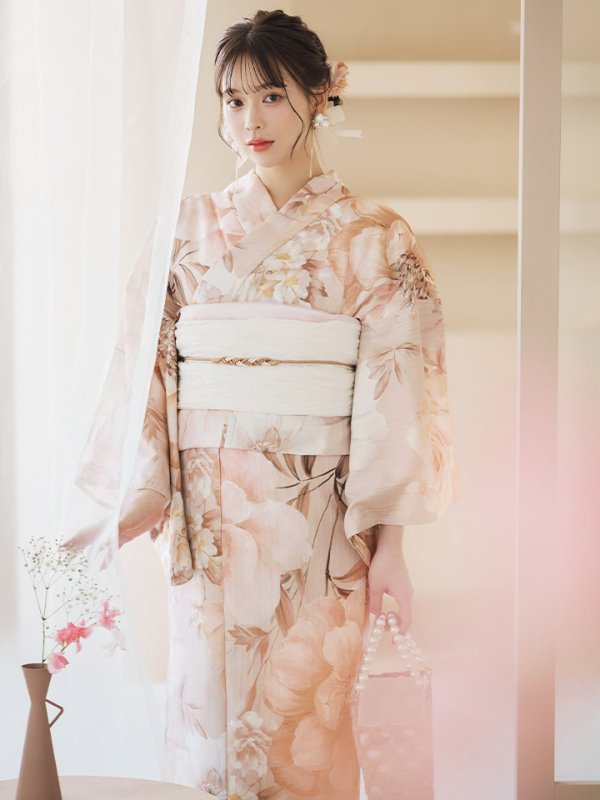 画像3: 【即日発送！】くすみピンクスウィート浴衣【浴衣３点セット 浴衣/帯/下駄】[YMT] (3)