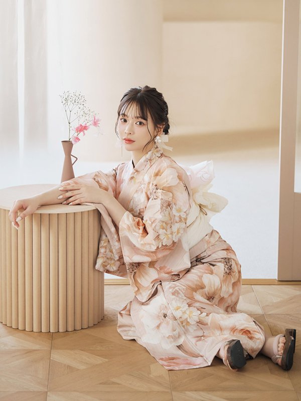 画像5: 【即日発送！】くすみピンクスウィート浴衣【浴衣３点セット 浴衣/帯/下駄】[YMT] (5)