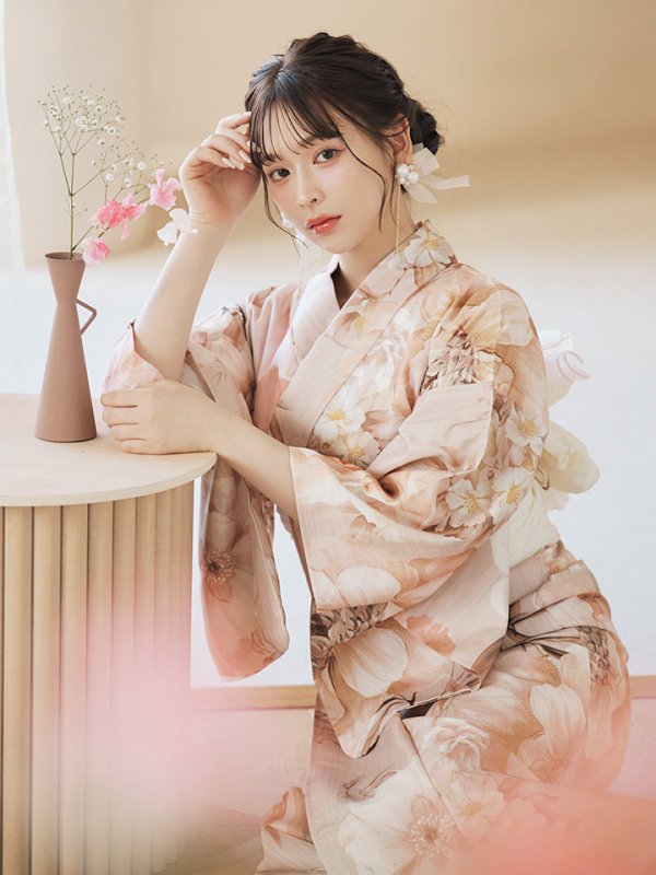 画像7: 【即日発送！】くすみピンクスウィート浴衣【浴衣３点セット 浴衣/帯/下駄】[YMT] (7)