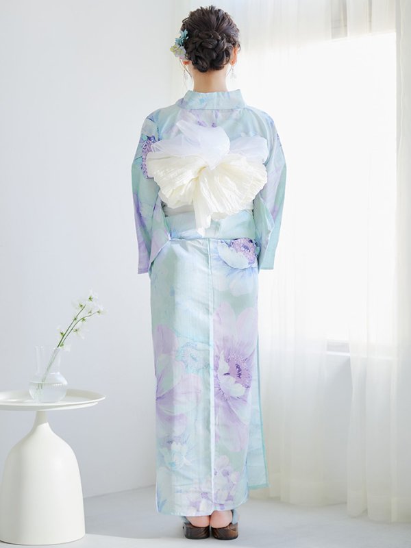 画像15: 【即日発送】ニュアンスフラワーミント牡丹浴衣【浴衣３点セット 浴衣/帯/下駄】[YMT] (15)