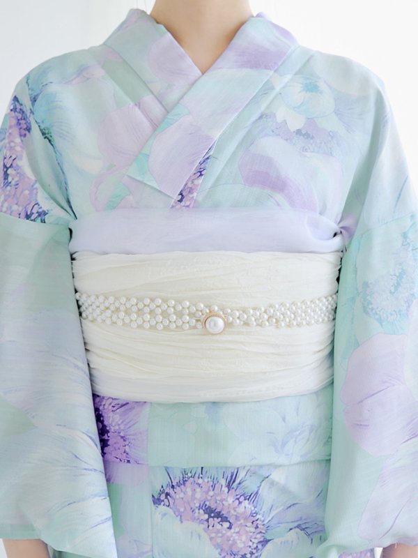 画像16: 【即日発送】ニュアンスフラワーミント牡丹浴衣【浴衣３点セット 浴衣/帯/下駄】[YMT] (16)