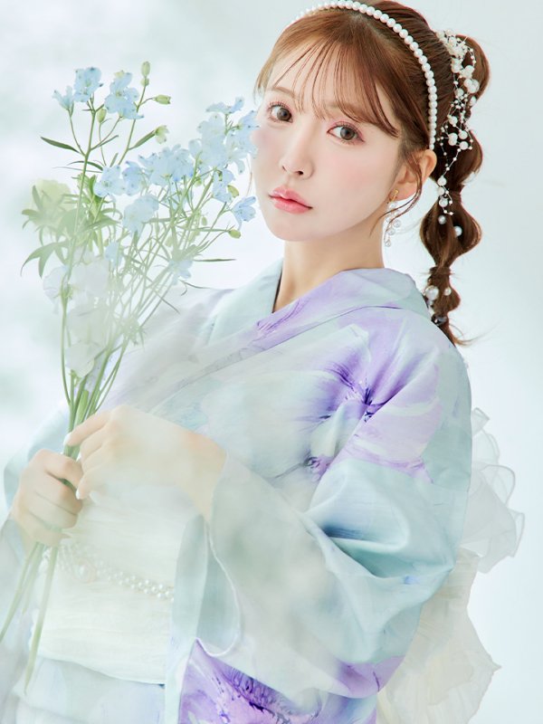 画像11: 【即日発送】ニュアンスフラワーミント牡丹浴衣【浴衣３点セット 浴衣/帯/下駄】[YMT] (11)