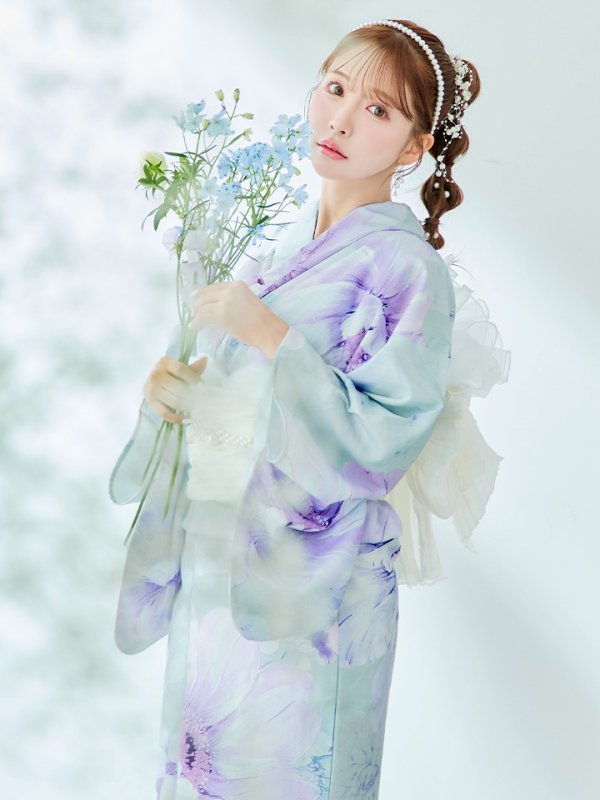 画像5: 【即日発送】ニュアンスフラワーミント牡丹浴衣【浴衣３点セット 浴衣/帯/下駄】[YMT] (5)