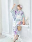 画像3: 【即日発送】ニュアンスフラワーミント牡丹浴衣 OBI-siwa-200-kj-13-OW / HIMO-903-kj-W / HEKO-800-sb-5-WH / GETA-01-kj-4-MI/ [YMT] (3)