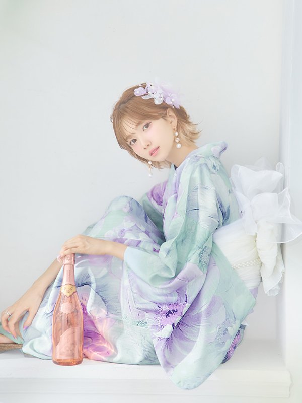 画像12: 【即日発送】ニュアンスフラワーミント牡丹浴衣【浴衣３点セット 浴衣/帯/下駄】[YMT] (12)