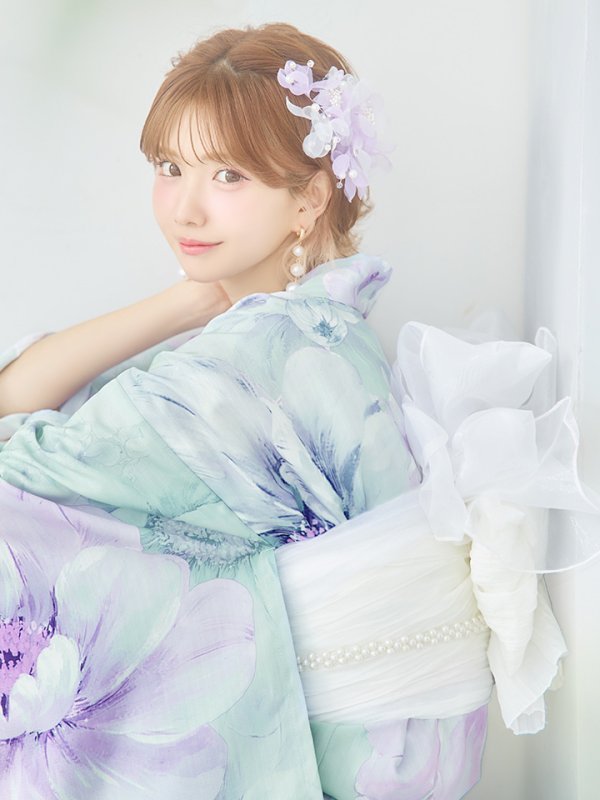 画像14: 【即日発送】ニュアンスフラワーミント牡丹浴衣【浴衣３点セット 浴衣/帯/下駄】[YMT] (14)