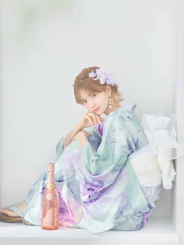 画像9: 【即日発送】ニュアンスフラワーミント牡丹浴衣【浴衣３点セット 浴衣/帯/下駄】[YMT] (9)